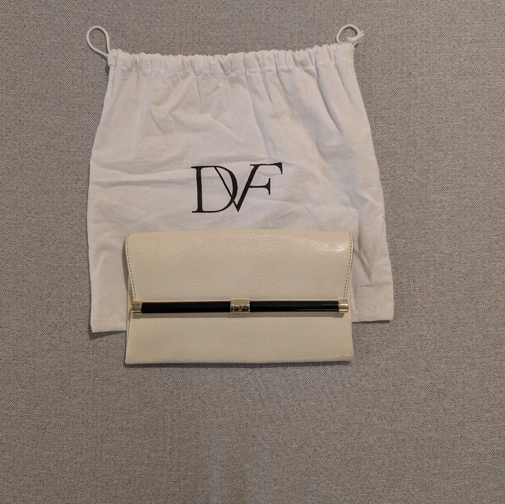 Diane Von Furstenberg Ivory Clutch with Black Accent - Picture 2 of 7